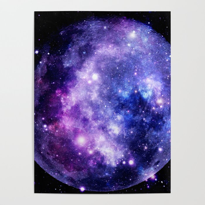 Galaxy Planet Purple Blue Space Poster