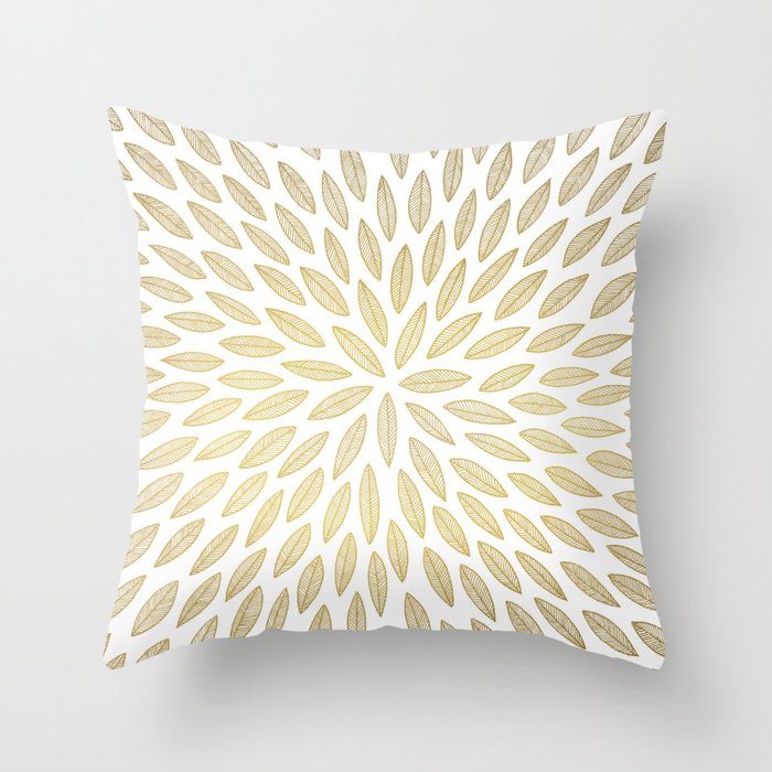 Just Gold Leaves Throw Pillow