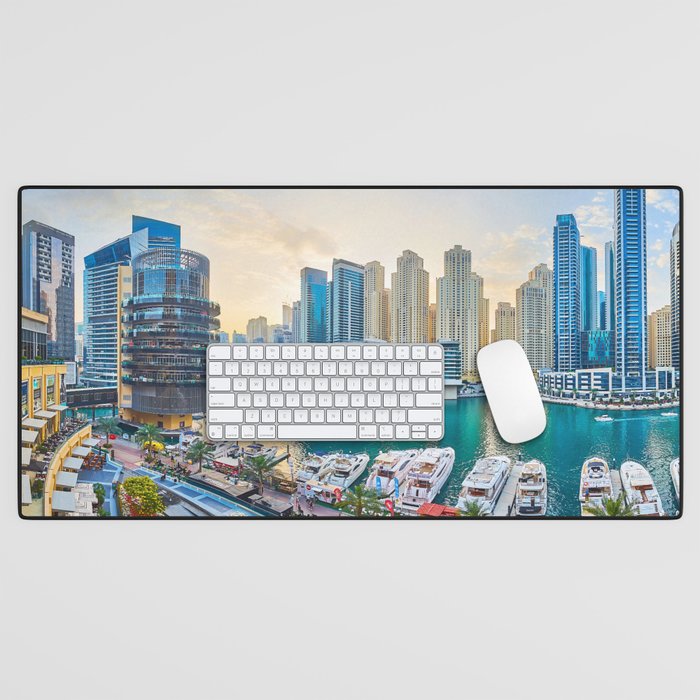 Dubai modern skyscrapers Corniche Desk Mat