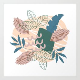 Abstract Minimalist Mid Century Modern Leaf Nature Pattern Print Art Print
