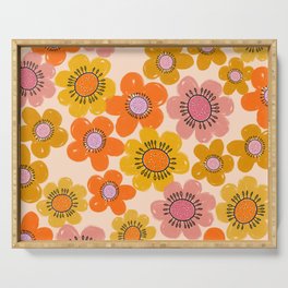 Flower Power Painted Flowers Serving Tray