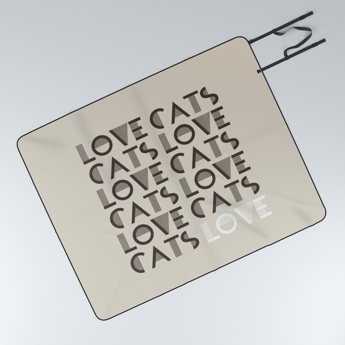 Love Cats - Kestrel White & Brown  warm neutral colors modern abstract illustration  Picnic Blanket