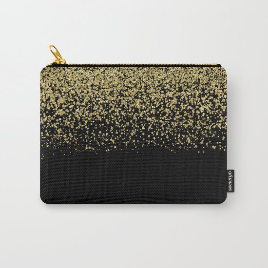 Sparkling gold glitter confetti on black backround- Luxury pattern Carry-All Pouch