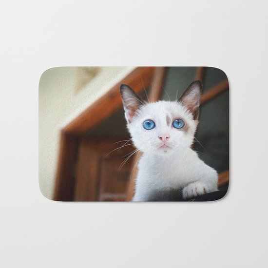 White cat Bath Mat