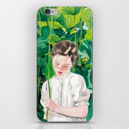 A Girl In The Waterlily Pond Hand-painted Illustration in Watercolour iPhone Skin