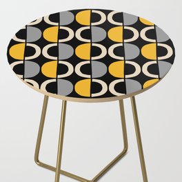 Mid Century Modern Half Circle Pattern 637 Black Yellow Gray and Beige Side Table