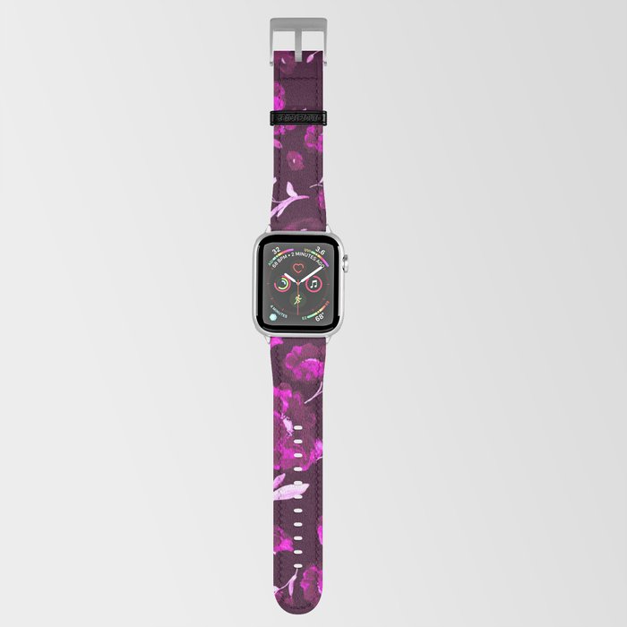Mysterious flowers in the dark - magenta, purple, black series 2 A Apple Watch Band