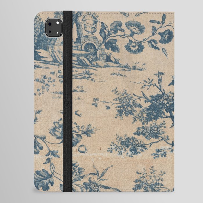 Antique Blue and White Outdoors Scenic Chintz iPad Folio Case