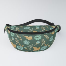 Watercolor floral turqiouse roses print Fanny Pack