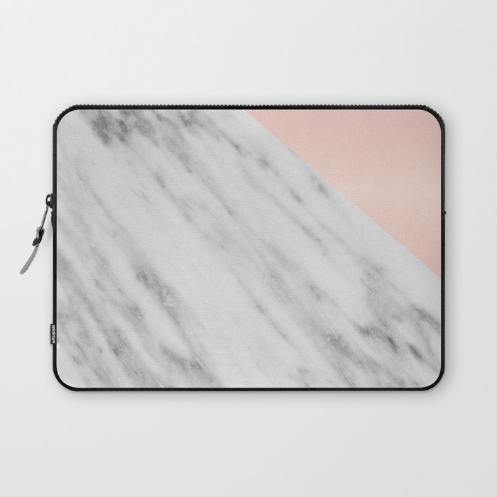 Real Carrara Italian Marble and Pink Laptop Sleeve