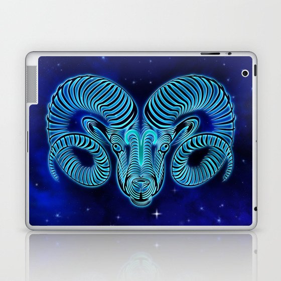 Astrology Horoscope Aries Zodiac Blue Laptop & iPad Skin