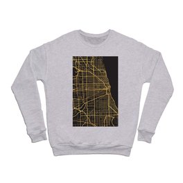 CHICAGO ILLINOIS GOLD ON BLACK CITY MAP Crewneck Sweatshirt