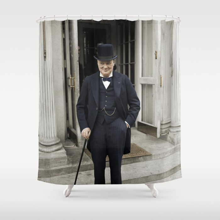 Winston Churchill At White House - 1929 - Colorized Shower Curtain