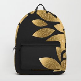Pretty gold faux glitter abstract flower illustration Backpack