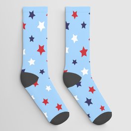 4th Of July Blue Background Star Pattern Socks