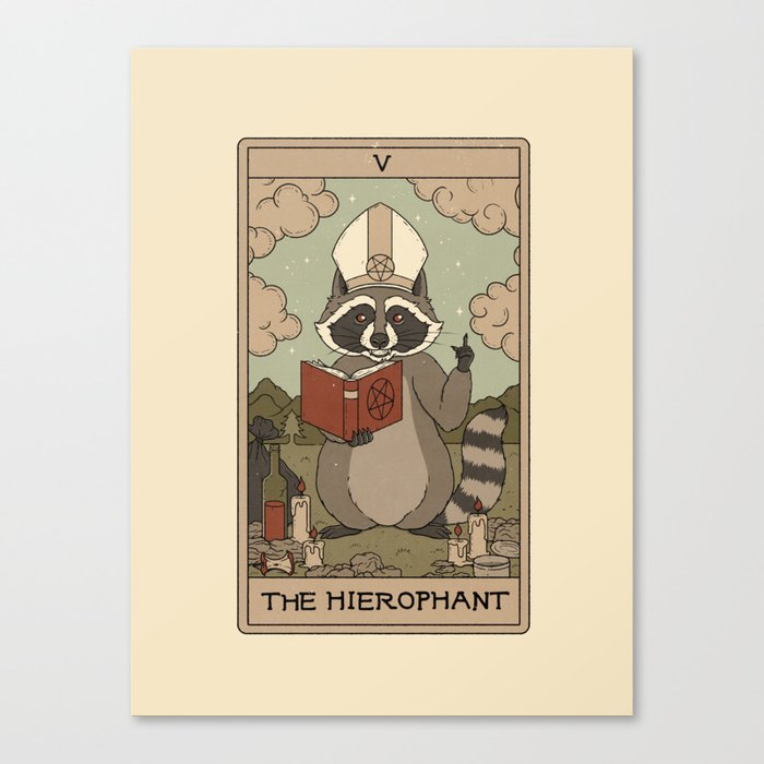 The Hierophant - Raccoons Tarot Canvas Print