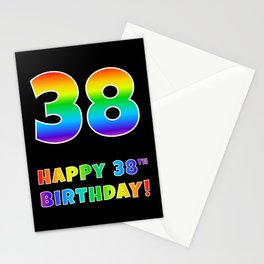 [ Thumbnail: HAPPY 38TH BIRTHDAY - Multicolored Rainbow Spectrum Gradient Stationery Cards ]