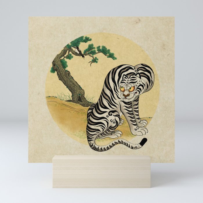 Tiger with magpie type-D : Minhwa-Korean traditional/folk art Mini Art Print
