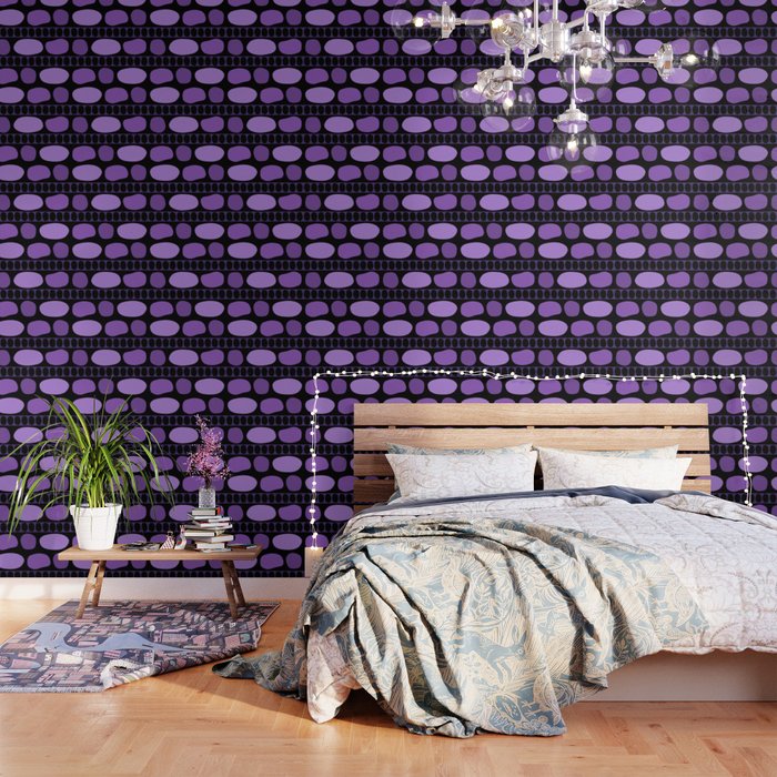 Tribal Art Rock Pattern Black Purple Wallpaper