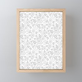Light Grey Eastern Floral Pattern Framed Mini Art Print