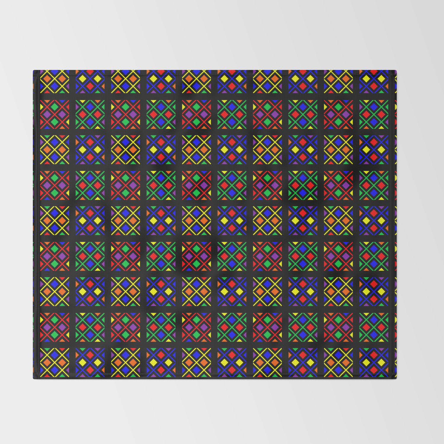 Kente Cloth Ankara Stained Glass Pattern Throw Blanket By