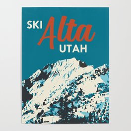 Ski Alta Utah Vintage Ski Poster Poster