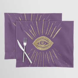 Evil Eye Gold on Purple #1 #drawing #decor #art #society6 Placemat