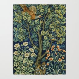 Vintage William Morris pattern pheasant and squirrel Poster