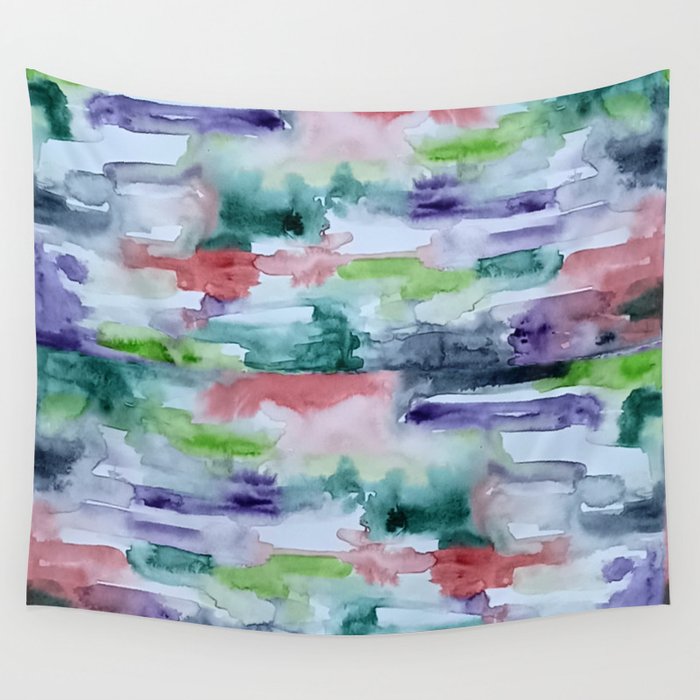 Abstract Green and Purple Wash Wall Tapestry