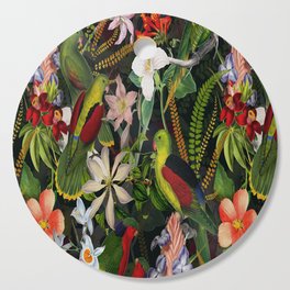 Vintage & Shabby Chic - Black Tropical Parrot Night Garden Cutting Board