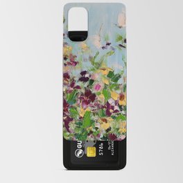 Bright flower meadow butterflies. Summer field landscape rich colors. Android Card Case