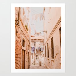 Blush Laundry Alleyway in Venice, Italy Art Print