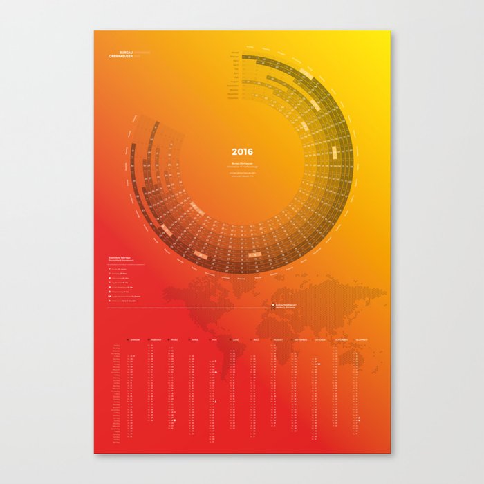 Bureau Oberhaeuser Calendar 2016 orange, german Canvas Print