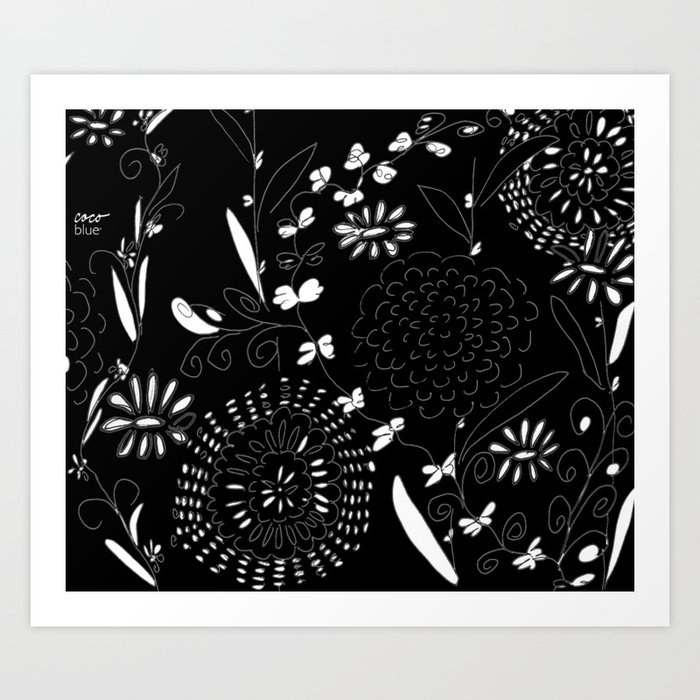 black toile by cocoblue Art Print