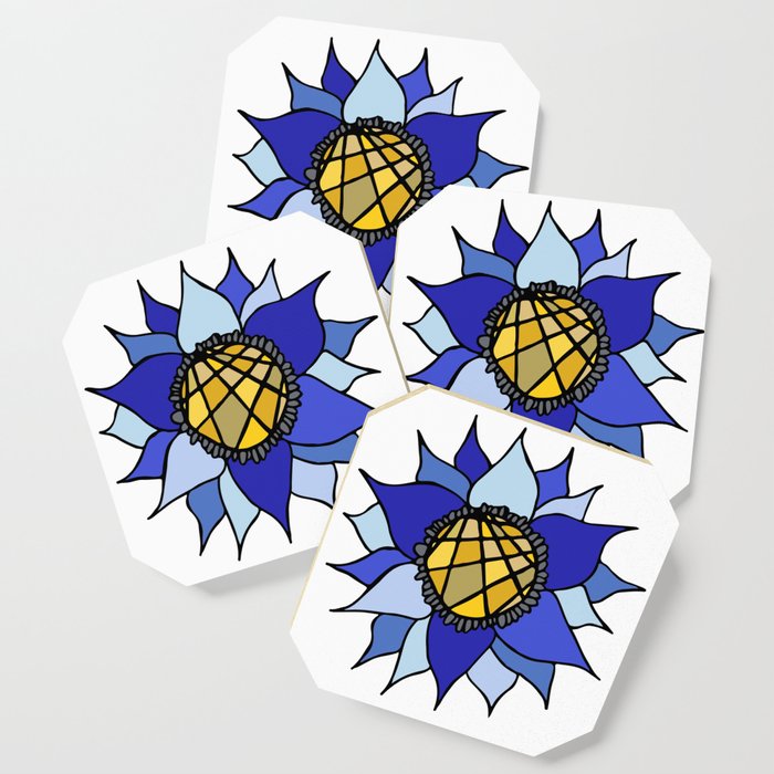 Blue Abstract Flower Coaster