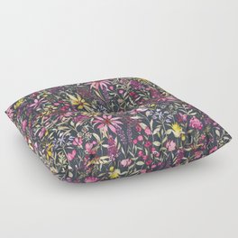 Summer in Grandma's Garden dark watercolor floral Floor Pillow