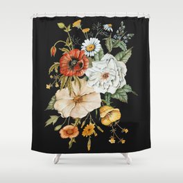 Wildflower Bouquet on Charcoal Shower Curtain