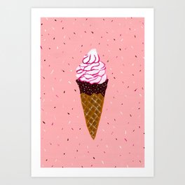 Vanilla and strawberry sauce ice cream Art Print