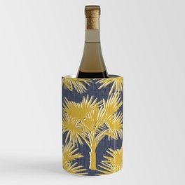 70’s Palm Trees Silhouette Gold on Navy Wine Chiller