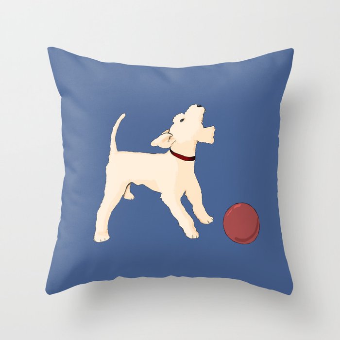 Terrier barking Throw Pillow