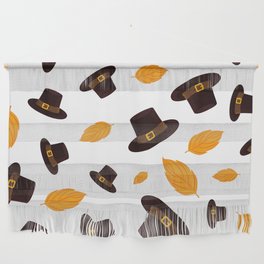 Pilgrim Hats and Leafs Thanksgiving Pattern Wall Hanging