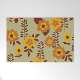 Retro 60S spring pastel floral print Welcome Mat