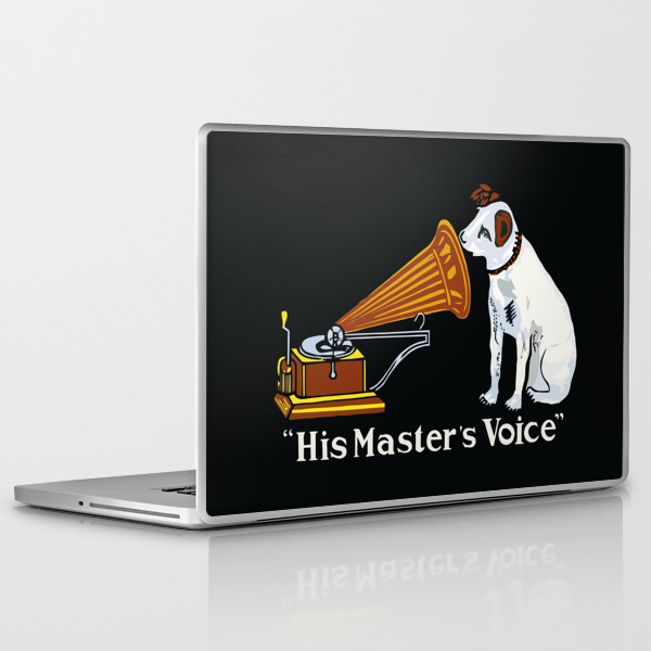 Retro His Master S Voice Nipper The Dog Laptop Ipad Skin By Aapshop Society6
