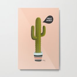 Free Hugs Metal Print | Painting, Cactus, Succulentdrawing, Desert, Pop Art, Digital, Coral, Curated, Illustration, Pottedcactus 