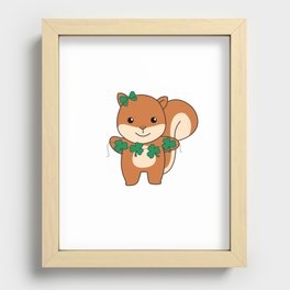 Squirrel With Shamrocks Cute Animals For Luck Recessed Framed Print