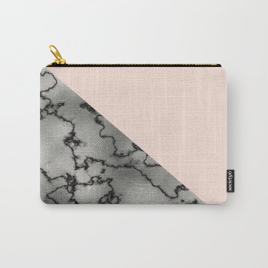 Peach and silver marble metallic Carry-All Pouch