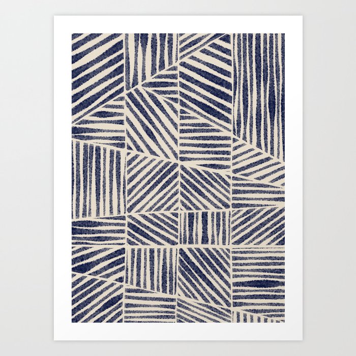 Navy Blue Striped Pattern #1 Art Print