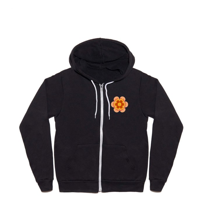 Be the reason someone smiles today - 60s 70s retro cherry blossom smiley typography  Full Zip Hoodie