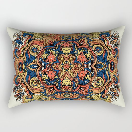 Orange Indian Mandala Rectangular Pillow