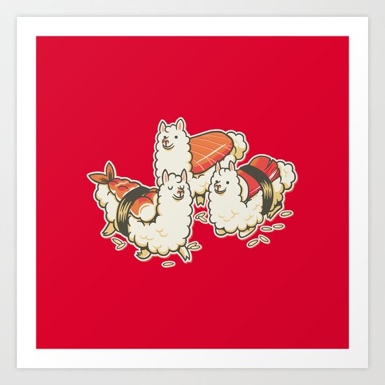 Alpaca Sushi Niguiri Art Print